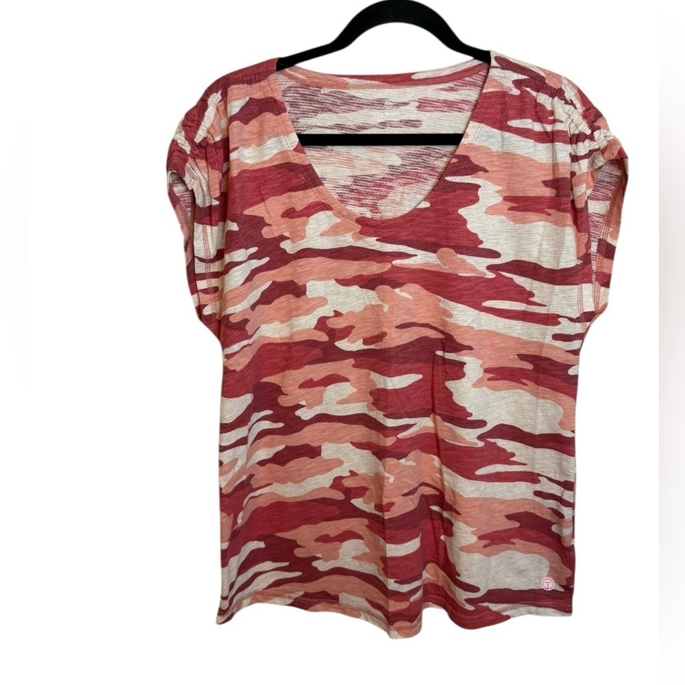 T By Talbots Red Camo Cinched Active Tee